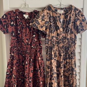 Anthropologie Maeve Somerset Maxi Floral and Leopard Print Women Dresses S Small